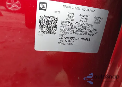 2024 Chevrolet Malibu Fwd 1Lt z USA, uszkodzony, nr VIN 1G1ZD5ST4RF163866